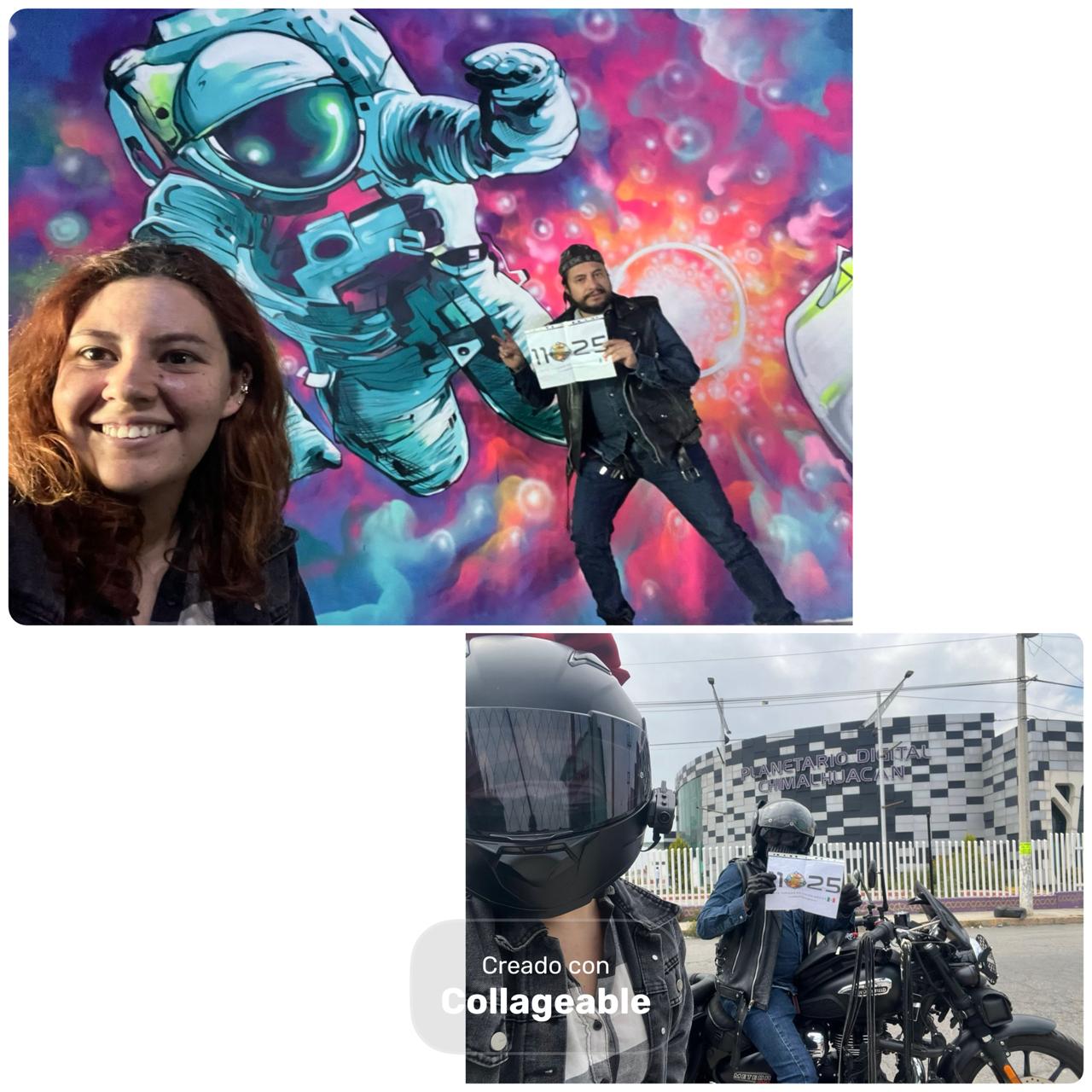 Mural del bigbang y astronauta en planetario Chimalhuacán